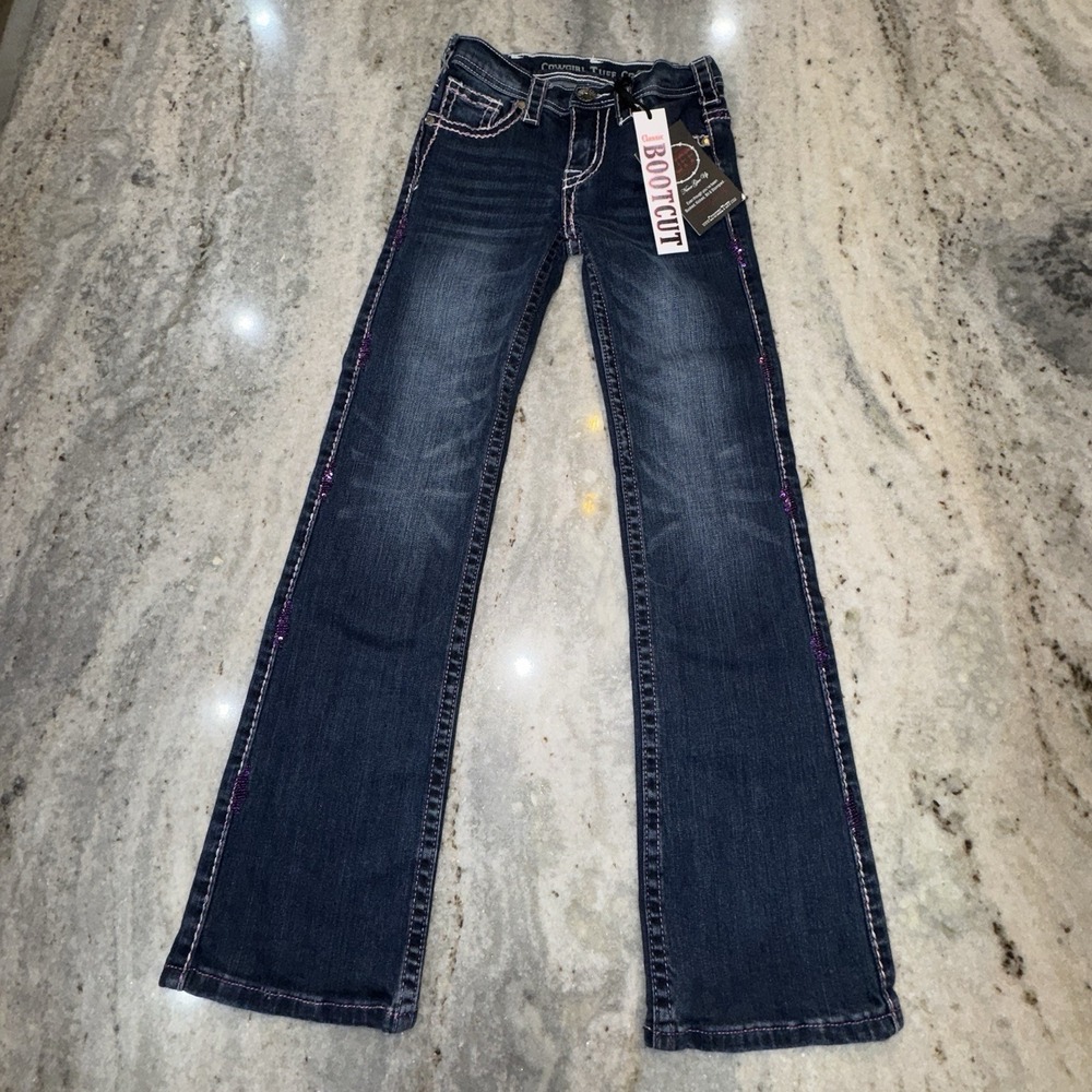 NWT Cowgirl Tuff Co. Girls 9 Bootcut Jeans Purple Sequins Embellished Rodeo